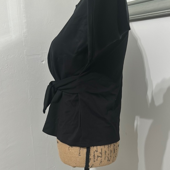 EXPRESS Black Long Sleeve Top with Waist Tie front - Picture 6 of 8